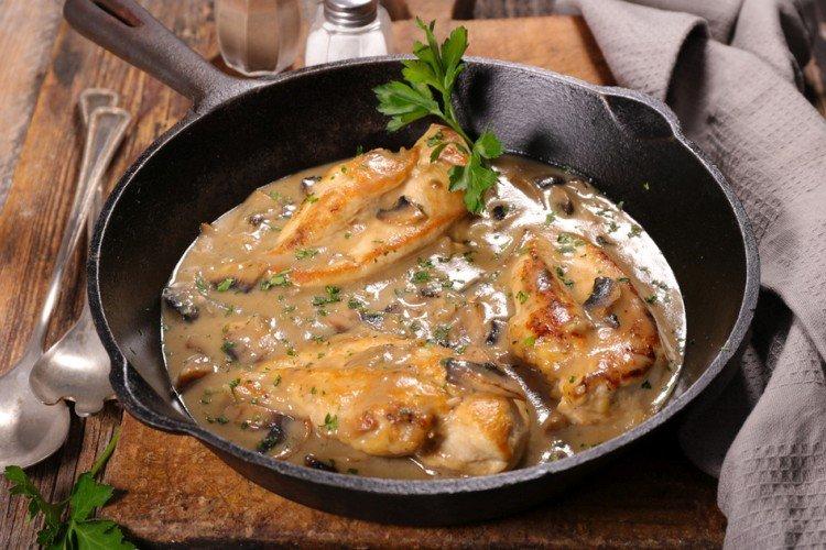 12 easy chicken recipes with mushrooms in a creamy sauce