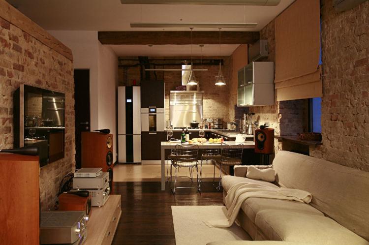 Interior of a studio apartment Living in a loft style