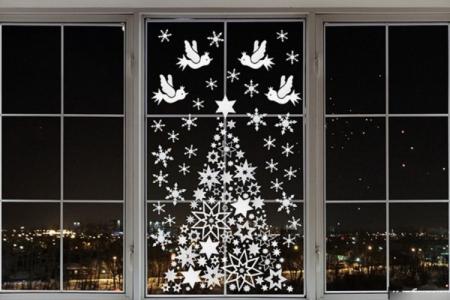 New Year's stencils 2021 for cutting on windows (60 photos)