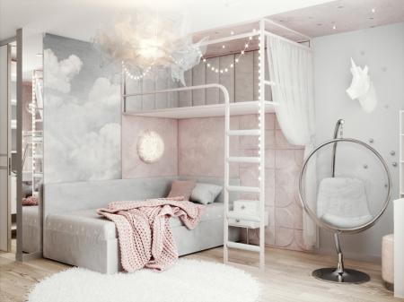 Nuages ​​de poudre : chambre d'enfant pour une fille