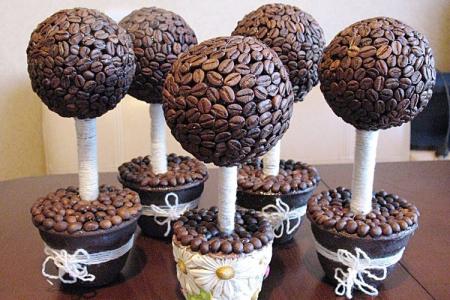 Topiary from coffee beans: 8 beautiful ideas step by step (photo)